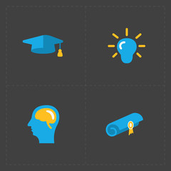 Modern colorful flat social icons set on Dark Background 