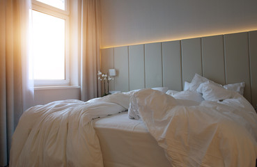 Fototapeta na wymiar Hotel room in modern minimalistic design.