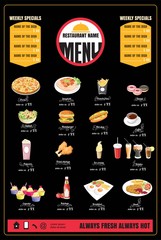 Restaurant Fast Foods menu on chalkboard vector format eps10 - 128881404