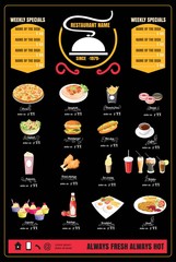 Restaurant Fast Foods menu on chalkboard vector format eps10 - 128881491