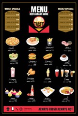 Restaurant Fast Foods menu on chalkboard vector format eps10 - 128881625