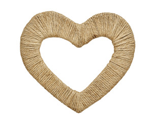 Rope heart isolated on white background