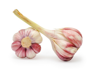 Two garlic bulb isolated on white background