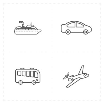 four flat travel company icons 