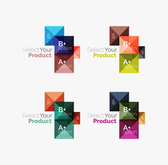 Set of abstract square interface menu navigation button