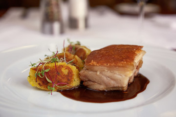 Traditional Peruvian Meal Called Chicharron de Panceta de Cerdo