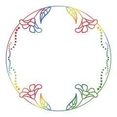Beautiful round floral frame with gradient fill. 