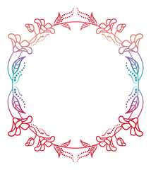 Beautiful round floral frame with gradient fill. 