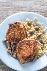 Spicy chicken with bulgur and mushrooms