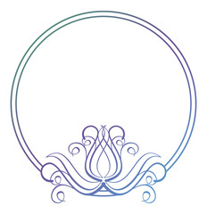 Beautiful round floral frame with gradient fill. 