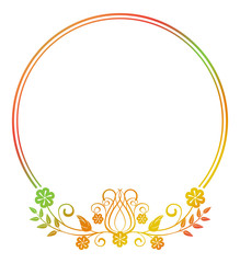 Beautiful round floral frame with gradient fill. 