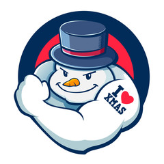 Bad Boy Snowman Character Illustration