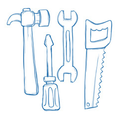 Various Tools Sketch Illustration