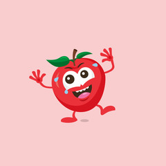 Fototapeta premium Illustration of cute apple laughing mascot.