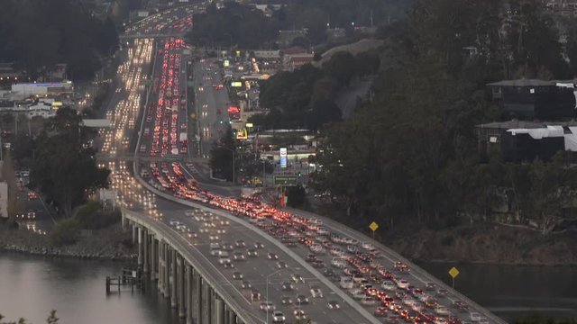 Time lapse of traffic during rush hour on Richardson Bay Bridge, Highway 101, Marin County, California