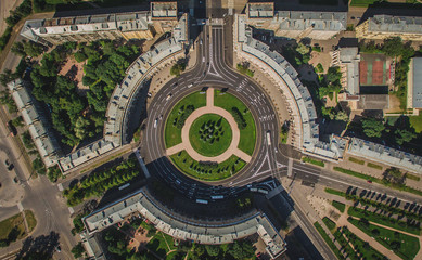 Aerial view of Komsomola square