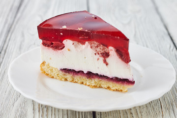Cake dessert with jelly сlose up .