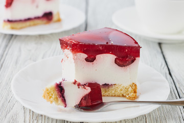 Cake dessert with jelly сlose up .