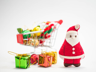 santa and Christmas gifts and shopping cart