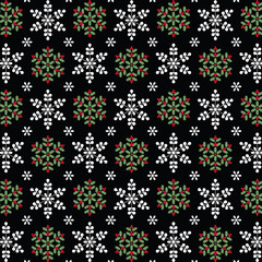 holly and snowflake pattern