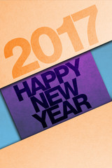 Material design template. Happy New Year poster. Real paper texture.