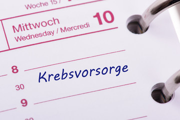 Krebsvorsorge  Termin im Kalender