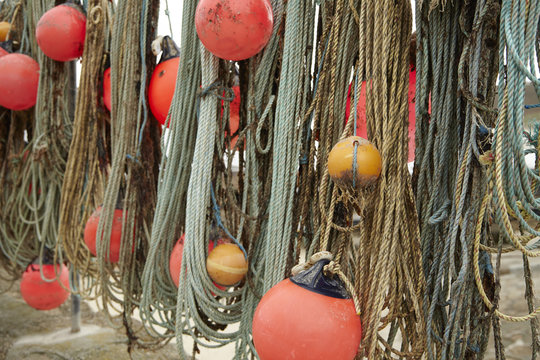 A full page of fishing ropes and buoys background texture