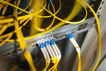 fiber optic with servers in a technology data center