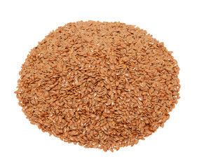 Brown flax seeds isolated on white background