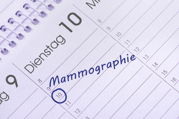 Mammographie Termin im Kalender