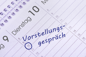 Vorstellungsgespr&auml;ch  Termin im Kalender