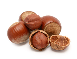 Hazelnut isolated on white background