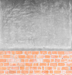 red brick wall pattern with Polished concrete surface