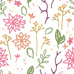 Elegant Decorative Background with Leaves and Flowers