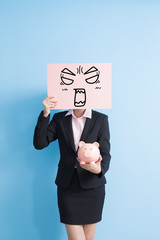 business woman take billboard