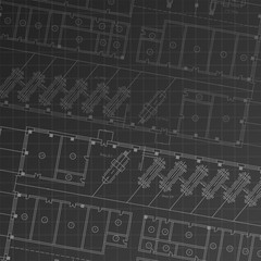 Architectural drawing. Architectural plan in vector on a black background.