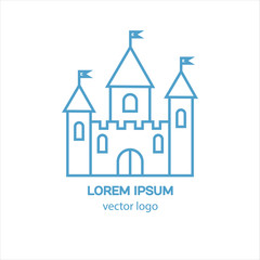 Castle, fortress, medieval castle vector logo.