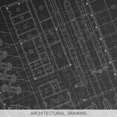 Architectural drawing. Architectural plan in vector on a black background.