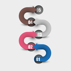 Curved arrow vector diagram. time line infographics