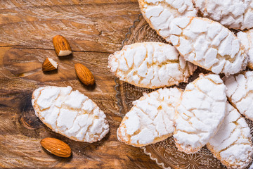 Ricciarelli cookies from Siena, Italy, top view.