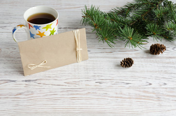 Cup of coffee. Christmas concept.