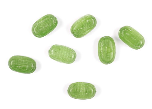 green candies isolated on white background