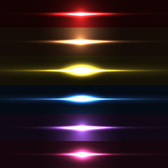 Collection of beautiful bright lens flares. Lighting effects of flash.