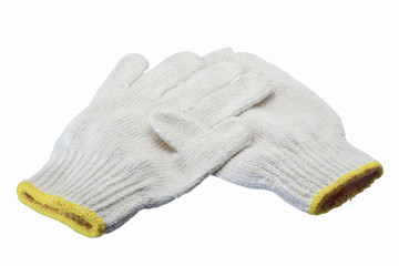 Fototapeta na wymiar White gloves / White gloves on white background.