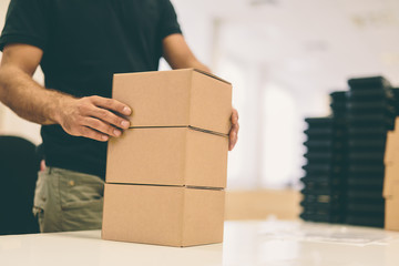 Boxing products ready for dispatching
