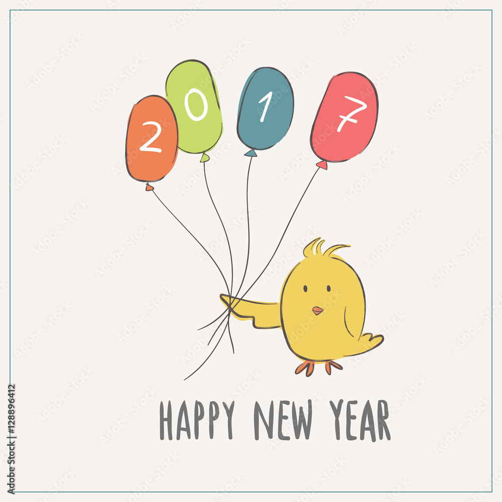 Fototapete happy new year 2017 vector background year of rooster. 2017 simple greeting card design 2017.