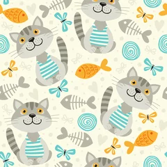 Cercles muraux Chats Modèle sans couture avec des chats