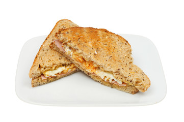 Egg and ham toasted sandwich