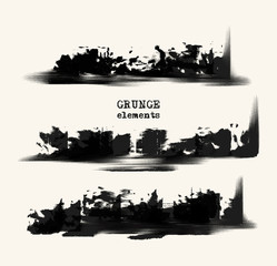 Fototapeta premium Vector set of black brush strokes.