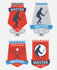 tennis team or championship logo set